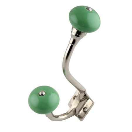 Pea Green Ceramic Silver Iron Hooks